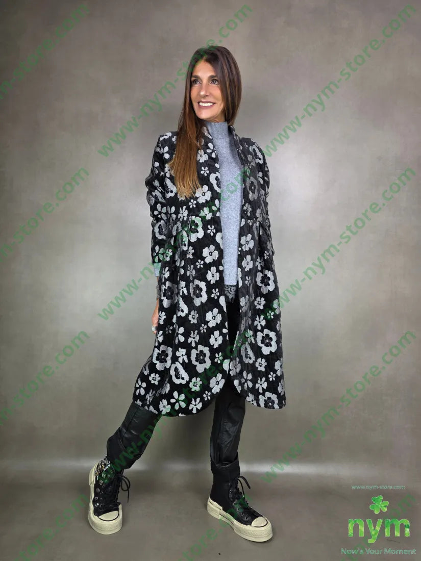 cappotto ciniglia jacquard 100pl U / NERO / AI25 CAPOSPALLA