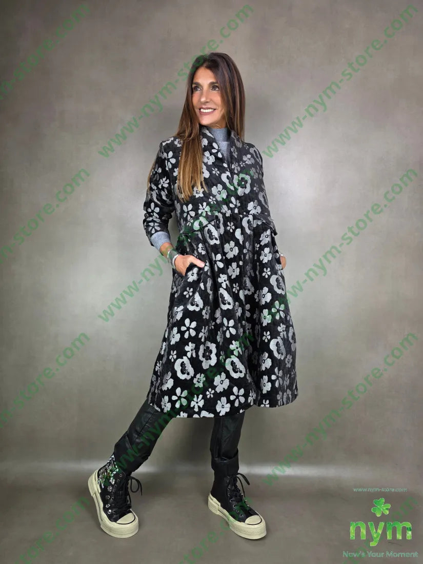 cappotto ciniglia jacquard 100pl U / NERO / AI25 CAPOSPALLA
