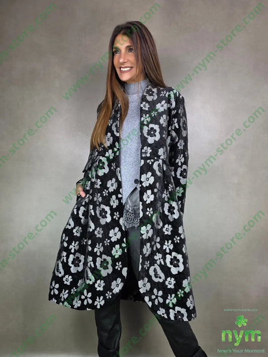cappotto ciniglia jacquard 100pl U / NERO / AI25 CAPOSPALLA