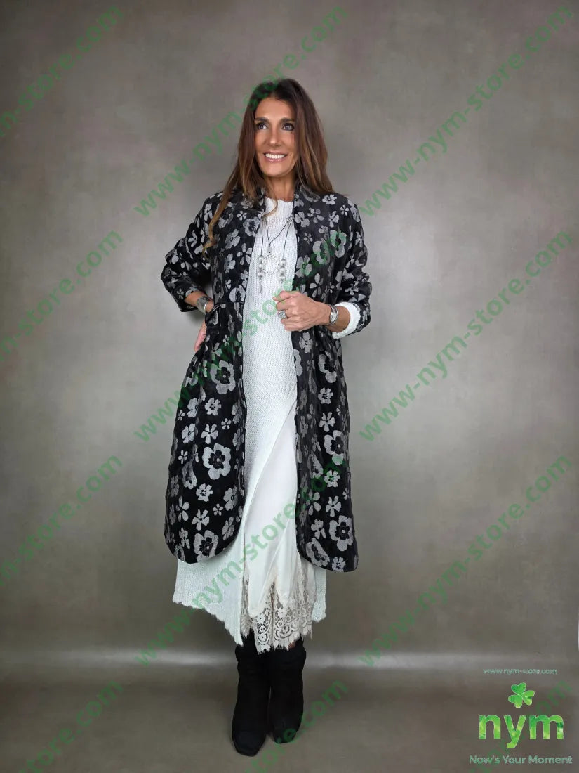 cappotto ciniglia jacquard 100pl U / NERO / AI25 CAPOSPALLA