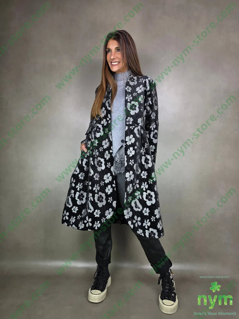 cappotto ciniglia jacquard 100pl U / NERO / AI25 CAPOSPALLA