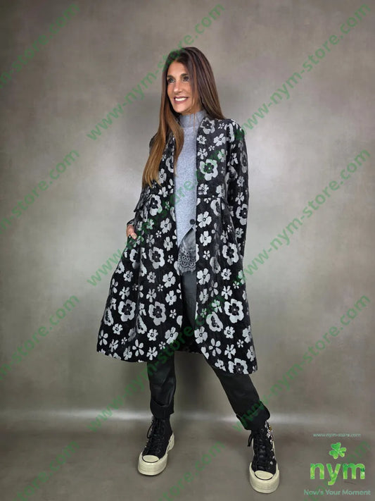 cappotto ciniglia jacquard 100pl U / NERO / AI25 CAPOSPALLA