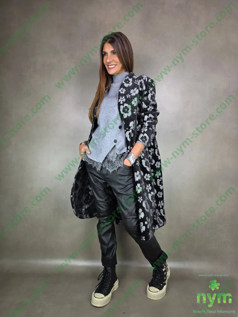 cappotto ciniglia jacquard 100pl U / NERO / AI25 CAPOSPALLA