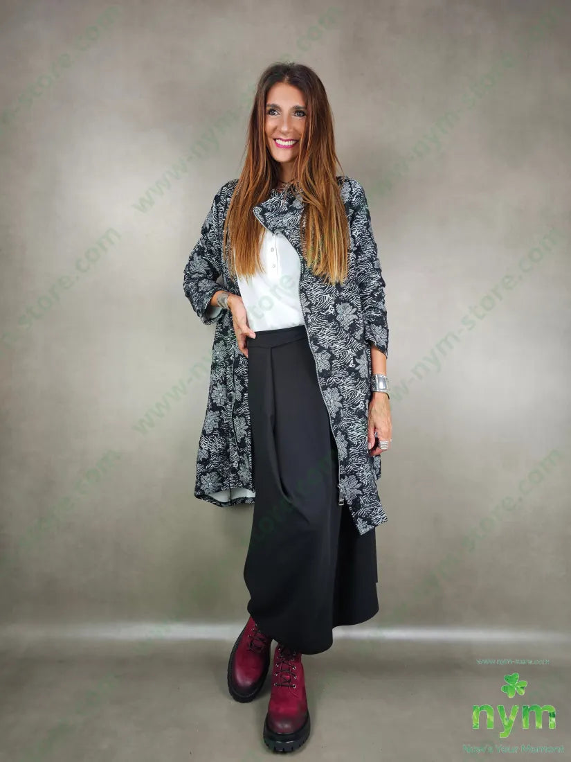 cappotto fantasia in maglia 53pl46co1ea U / NERO / AI25 CAPOSPALLA