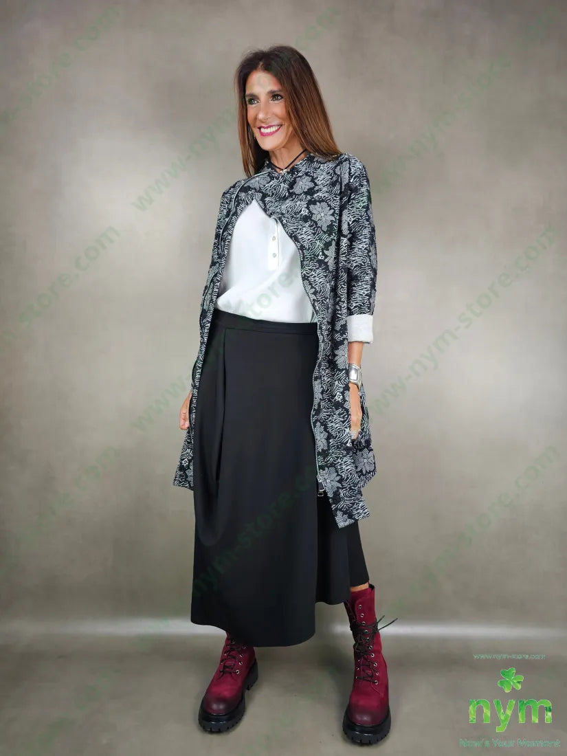 cappotto fantasia in maglia 53pl46co1ea U / NERO / AI25 CAPOSPALLA