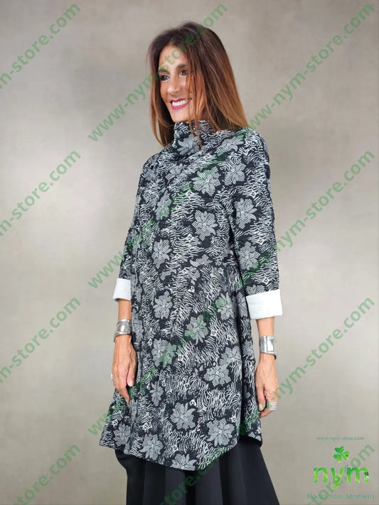 cappotto fantasia in maglia 53pl46co1ea U / NERO / AI25 CAPOSPALLA