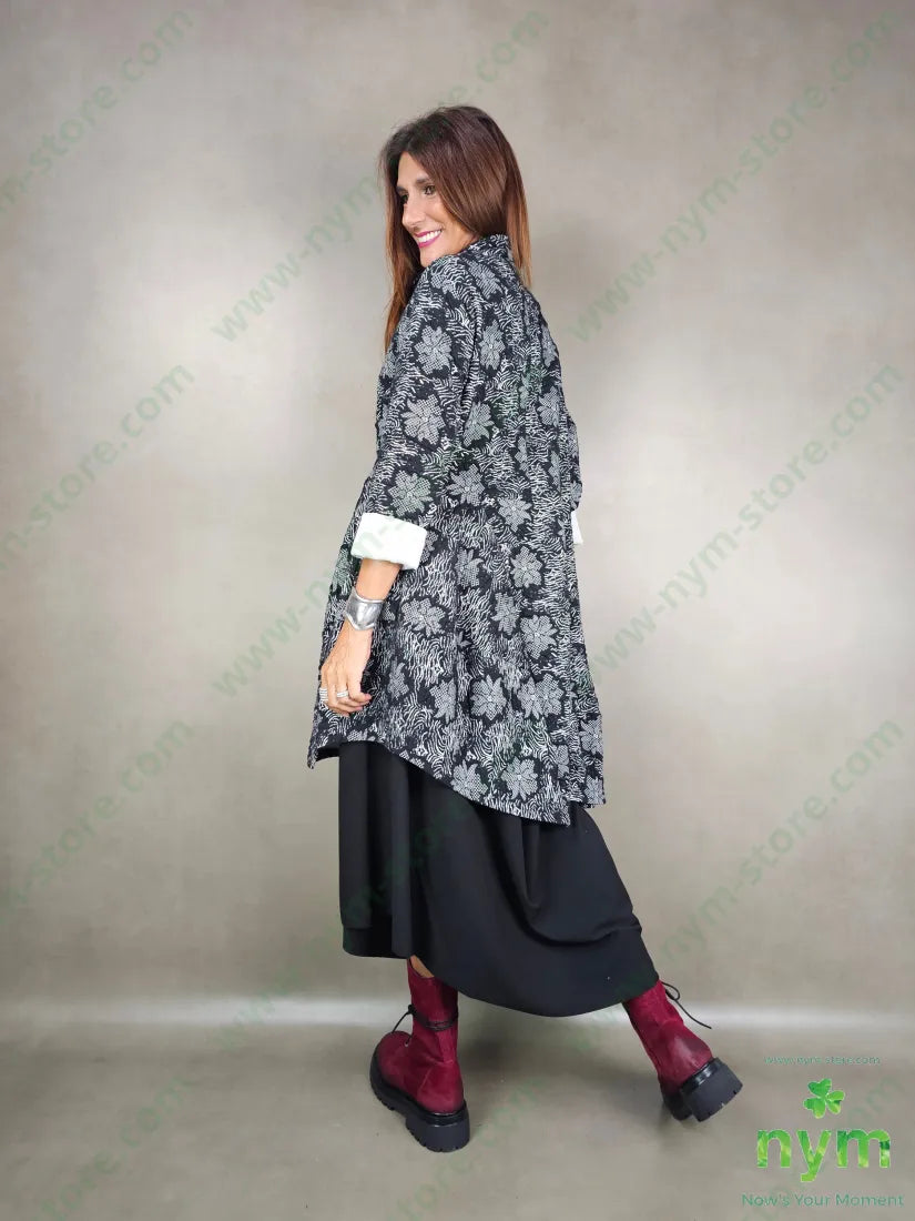 cappotto fantasia in maglia 53pl46co1ea U / NERO / AI25 CAPOSPALLA