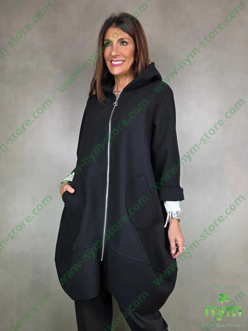 cappotto panno cappuccio 100pl U / NERO / AI25 CAPOSPALLA