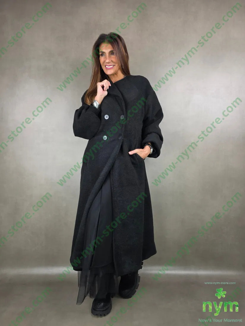 cappotto quattro bottoni 100pl U / NERO / AI25 CAPOSPALLA