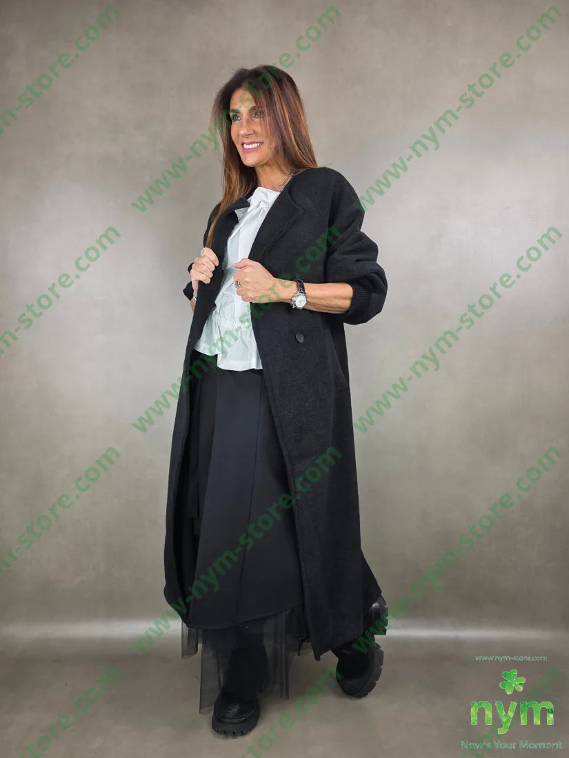 cappotto quattro bottoni 100pl U / NERO / AI25 CAPOSPALLA