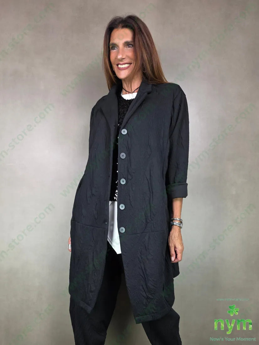 cappotto tessuto a maglia 53pl46co1ea U / NERO / AI25 CAPOSPALLA
