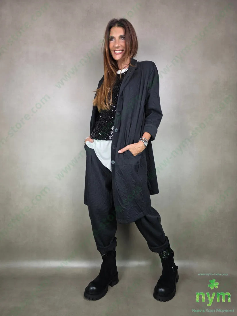 cappotto tessuto a maglia 53pl46co1ea U / NERO / AI25 CAPOSPALLA