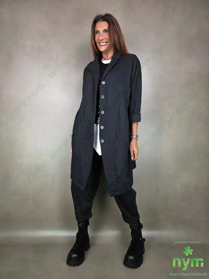 cappotto tessuto a maglia 53pl46co1ea U / NERO / AI25 CAPOSPALLA