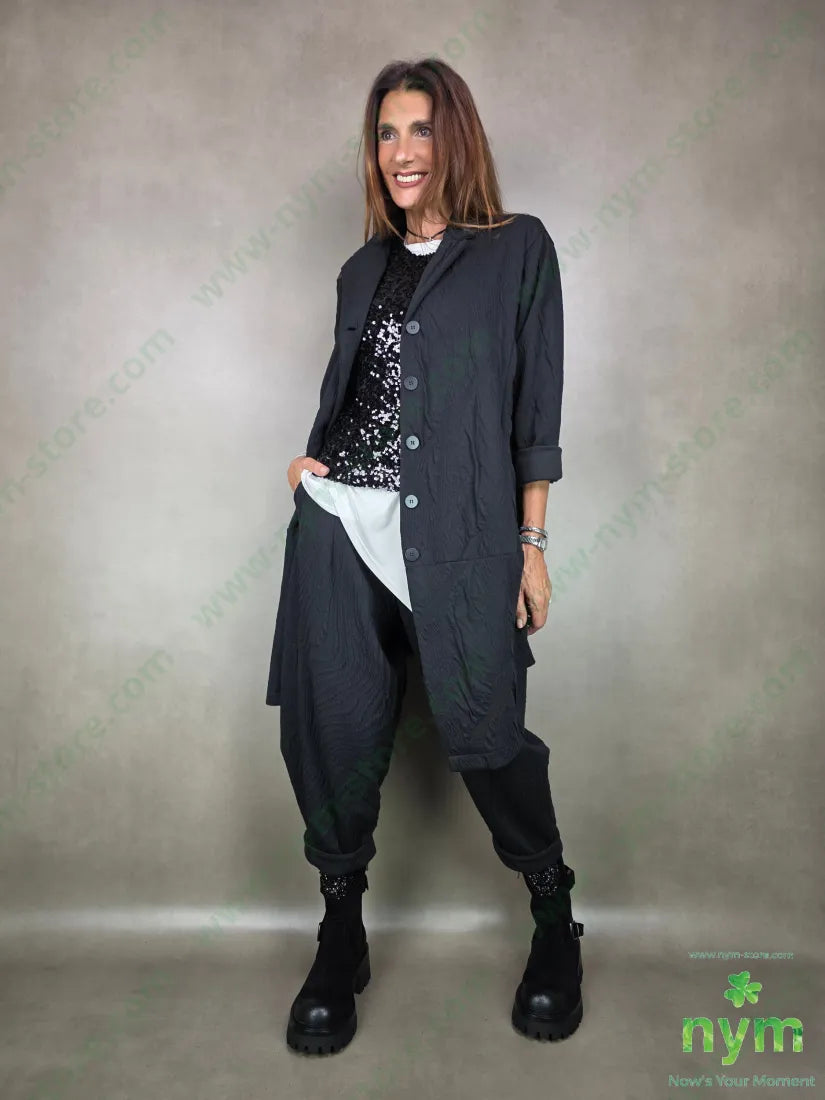 cappotto tessuto a maglia 53pl46co1ea U / NERO / AI25 CAPOSPALLA