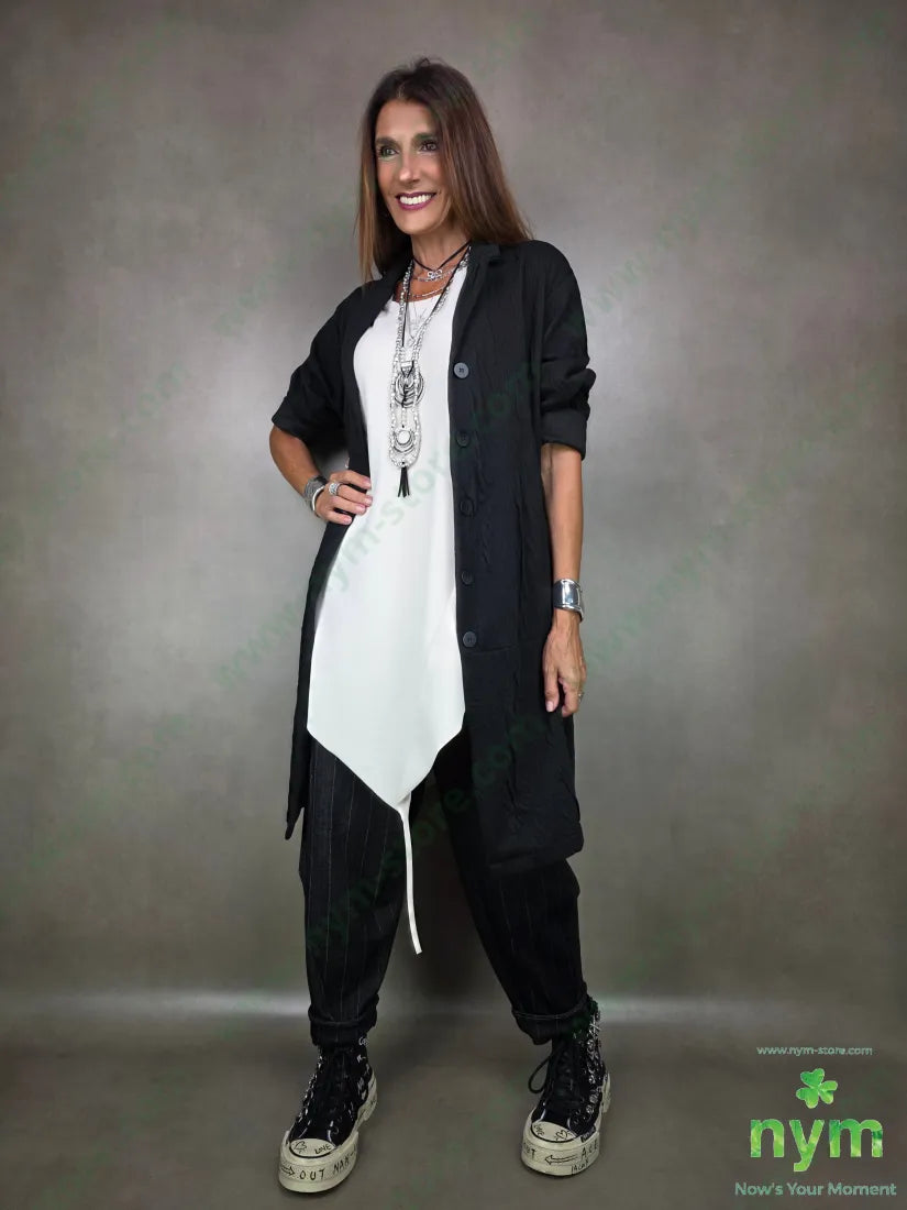 cappotto tessuto a maglia 53pl46co1ea U / NERO / AI25 CAPOSPALLA