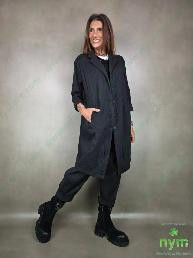 cappotto tessuto a maglia 53pl46co1ea U / NERO / AI25 CAPOSPALLA