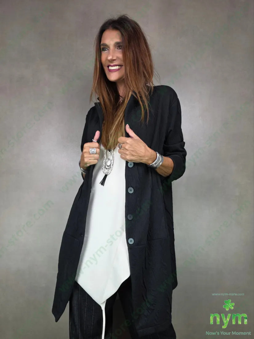 cappotto tessuto a maglia 53pl46co1ea U / NERO / AI25 CAPOSPALLA
