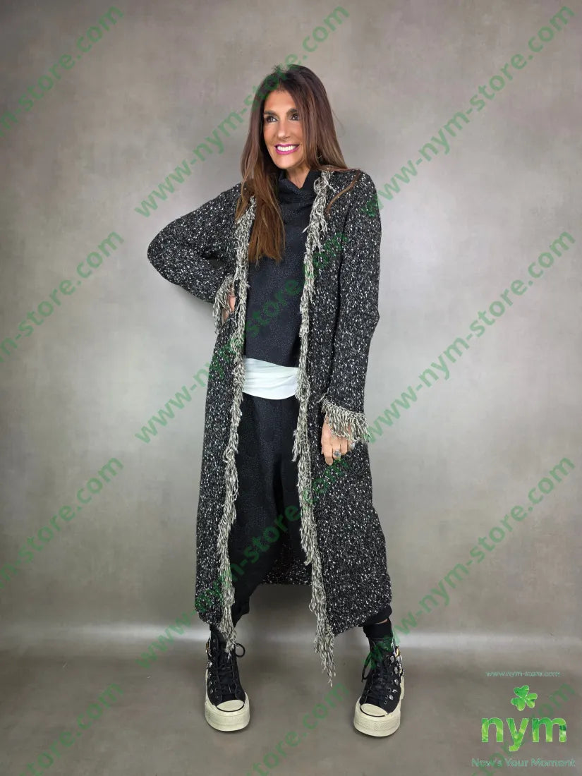 Cappotto tipo tweed frangia 65pc18co13pa2wo2wm CAPOSPALLA