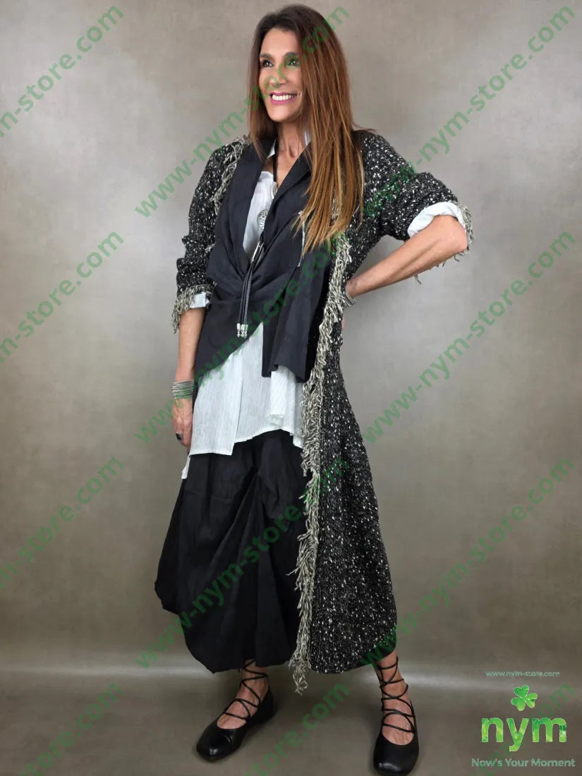 Cappotto tipo tweed frangia 65pc18co13pa2wo2wm CAPOSPALLA