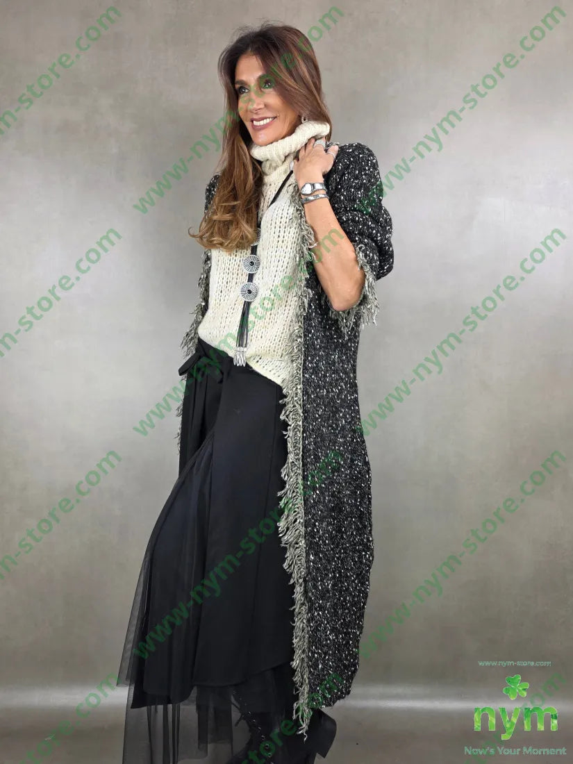 Cappotto tipo tweed frangia 65pc18co13pa2wo2wm CAPOSPALLA