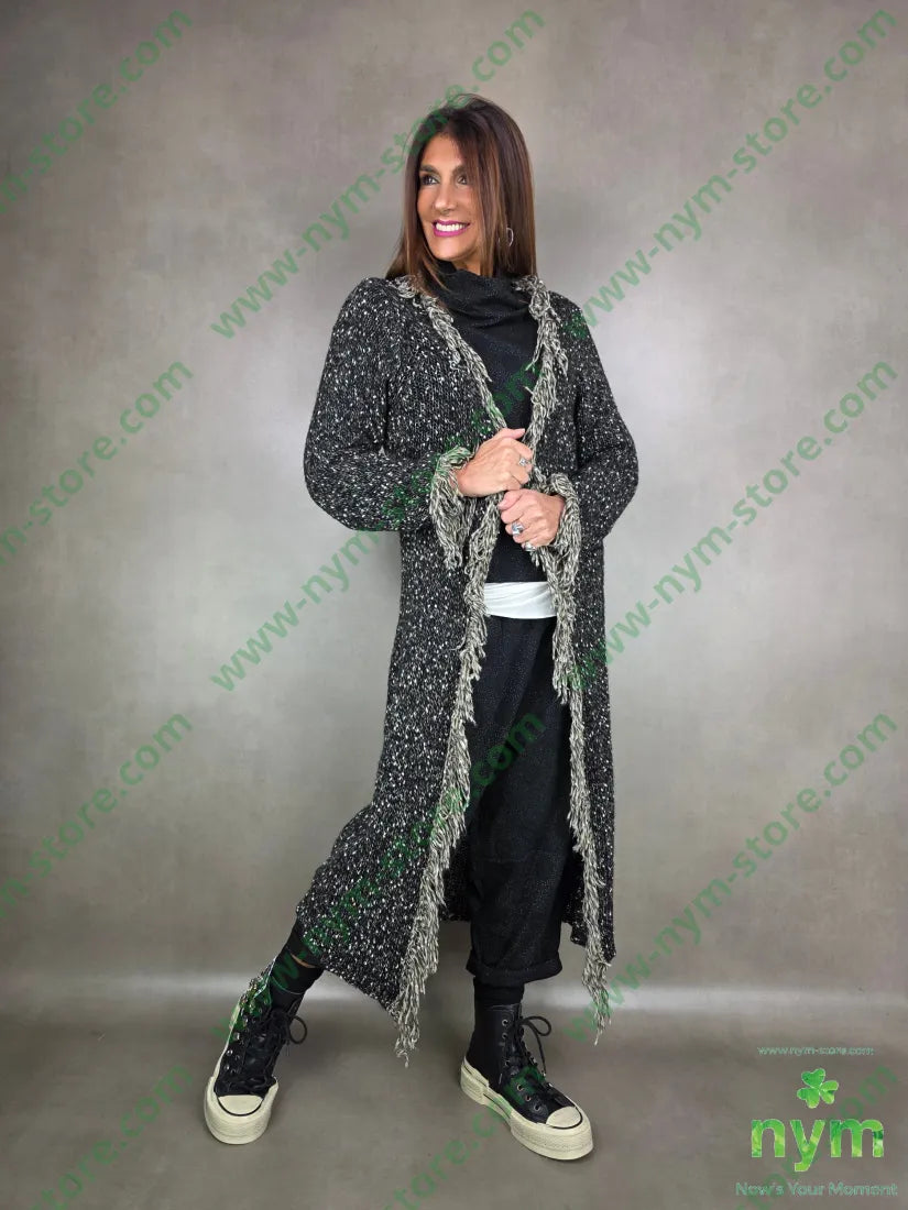 Cappotto tipo tweed frangia 65pc18co13pa2wo2wm CAPOSPALLA