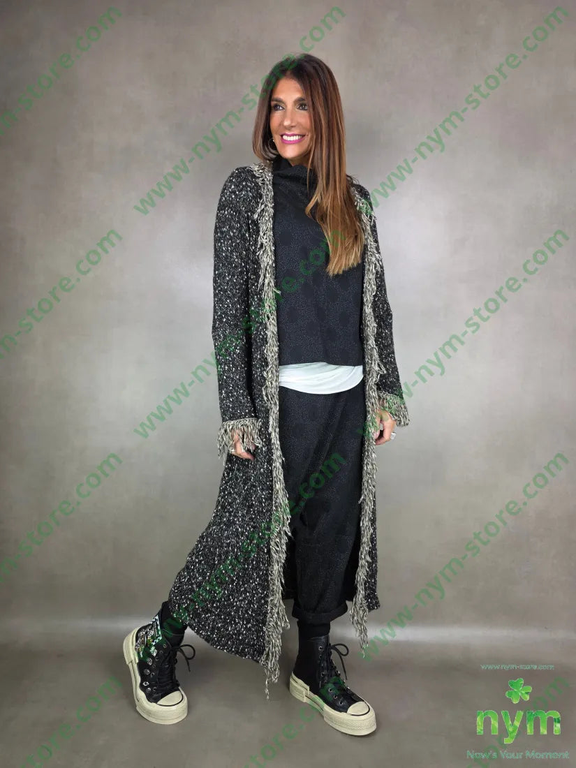 Cappotto tipo tweed frangia 65pc18co13pa2wo2wm CAPOSPALLA