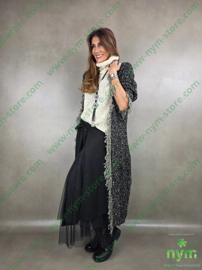 Cappotto tipo tweed frangia 65pc18co13pa2wo2wm CAPOSPALLA