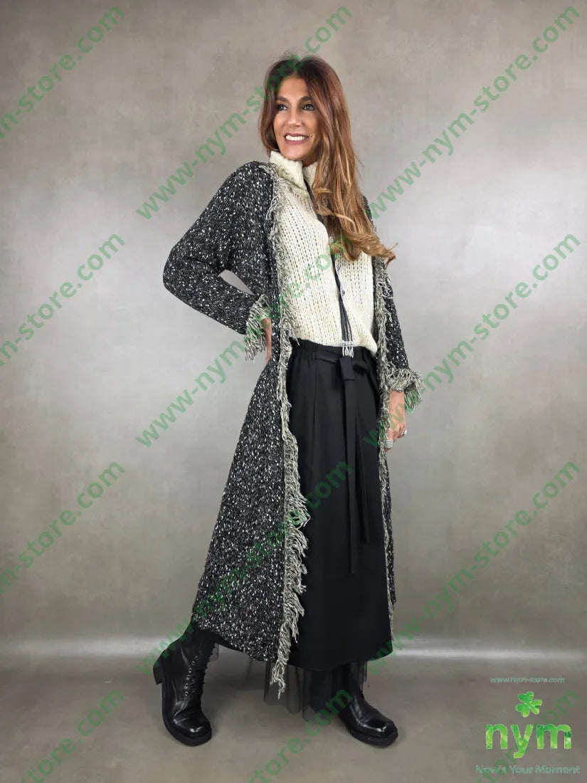 Cappotto tipo tweed frangia 65pc18co13pa2wo2wm CAPOSPALLA