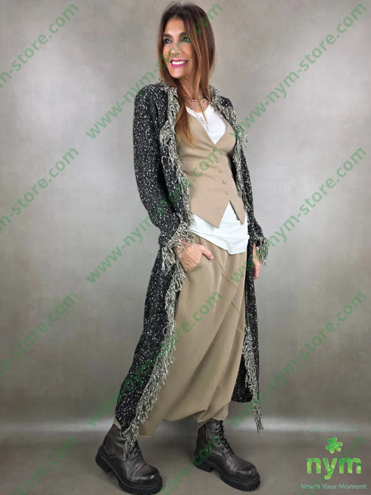 Cappotto tipo tweed frangia 65pc18co13pa2wo2wm CAPOSPALLA