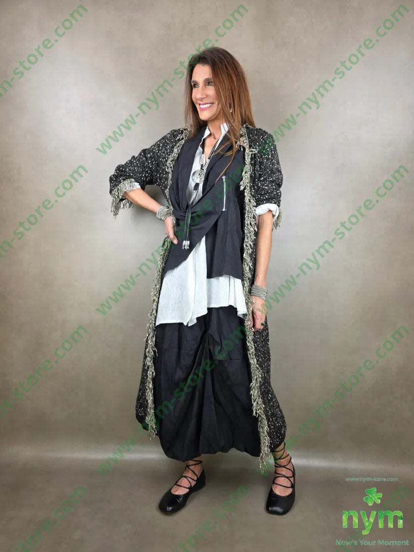 Cappotto tipo tweed frangia 65pc18co13pa2wo2wm CAPOSPALLA