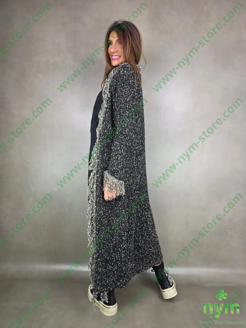 Cappotto tipo tweed frangia 65pc18co13pa2wo2wm CAPOSPALLA