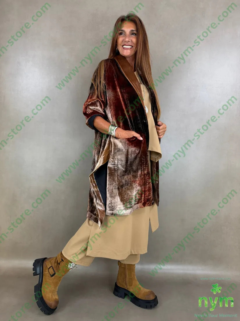cappotto velluto due spacchi tie dye - CAPOSPALLA