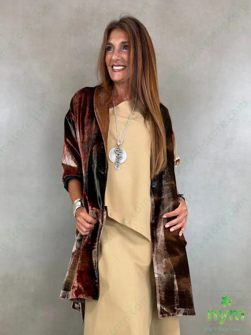 cappotto velluto due spacchi tie dye - U / TABACCO / AI26 - CAPOSPALLA
