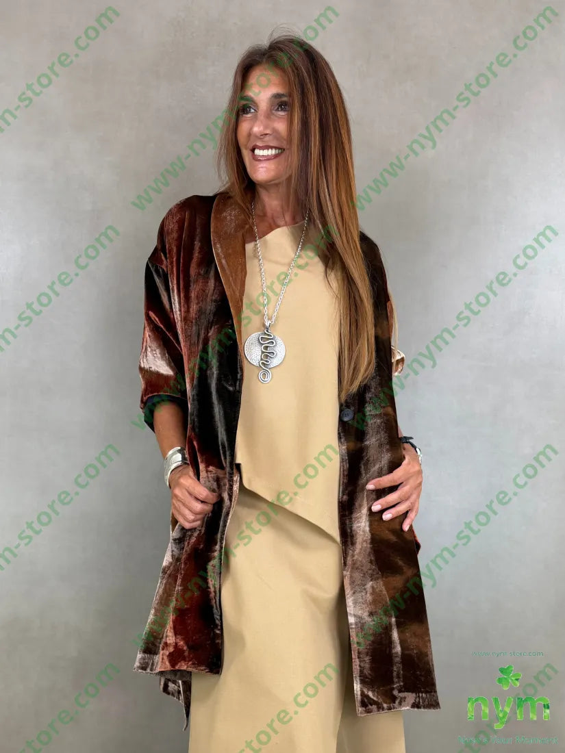 cappotto velluto due spacchi tie dye - U / TABACCO / AI26 - CAPOSPALLA