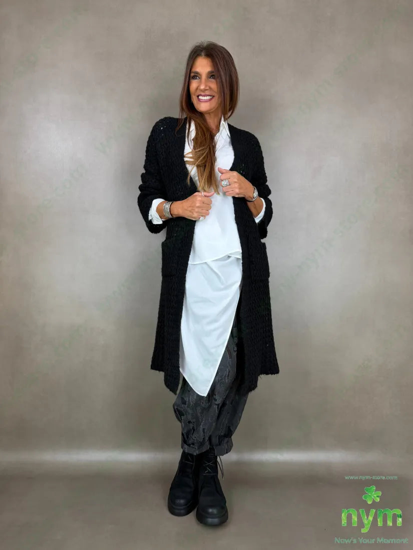 Cardigan effetto nido d’ape 38ac29pa14pl12wp7wo - U / NERO / AI26 - CARDIGAN