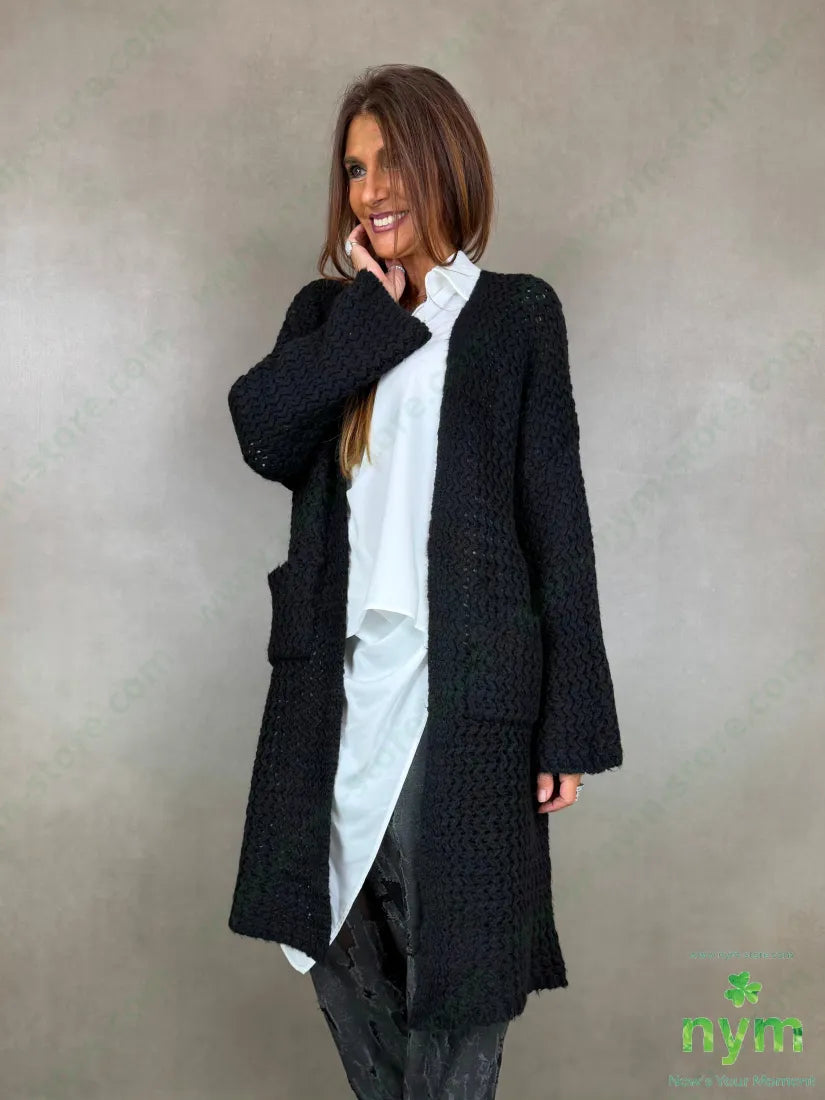 Cardigan effetto nido d’ape 38ac29pa14pl12wp7wo - U / NERO / AI26 - CARDIGAN