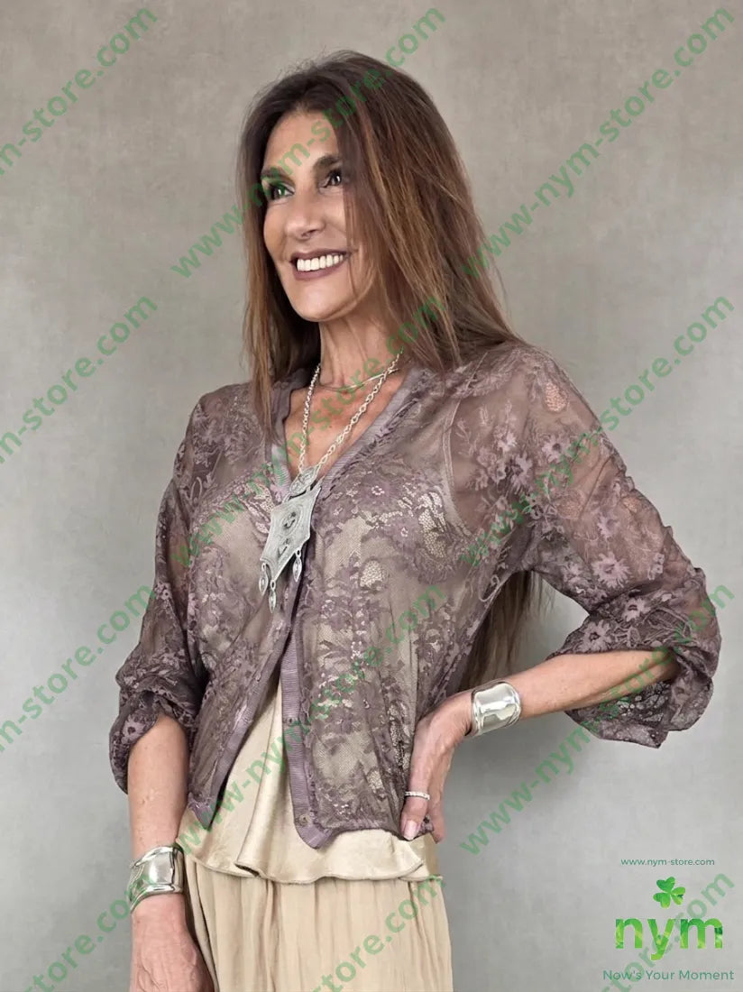cardigan in pizzo corto 96pl4ea - U / FANGO / PE26 - CARDIGAN