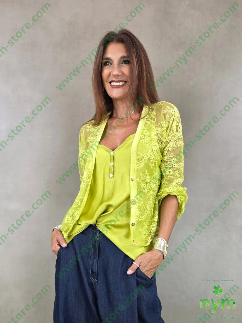cardigan in pizzo corto 96pl4ea - U / LIME / PE26 - CARDIGAN