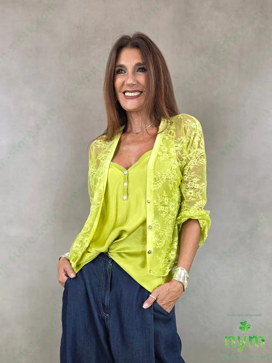 cardigan in pizzo corto 96pl4ea - U / LIME / PE26 - CARDIGAN