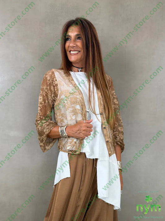cardigan in pizzo corto 96pl4ea - U / TABACCO / AI26 - CARDIGAN
