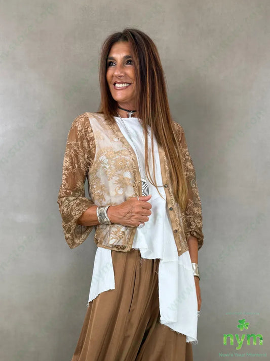 cardigan in pizzo corto 96pl4ea - U / TABACCO / AI26 - CARDIGAN