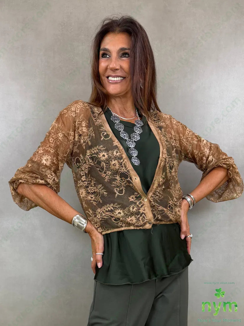 cardigan in pizzo corto 96pl4ea - U / TABACCO / AI26 - CARDIGAN