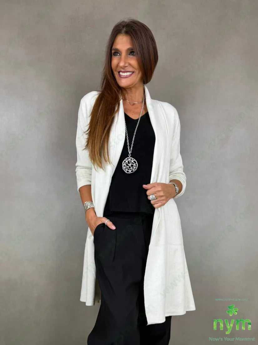 Cardigan liscio tasche laterali 50vi30pa20pl - U / PANNA / AI26 - CARDIGAN