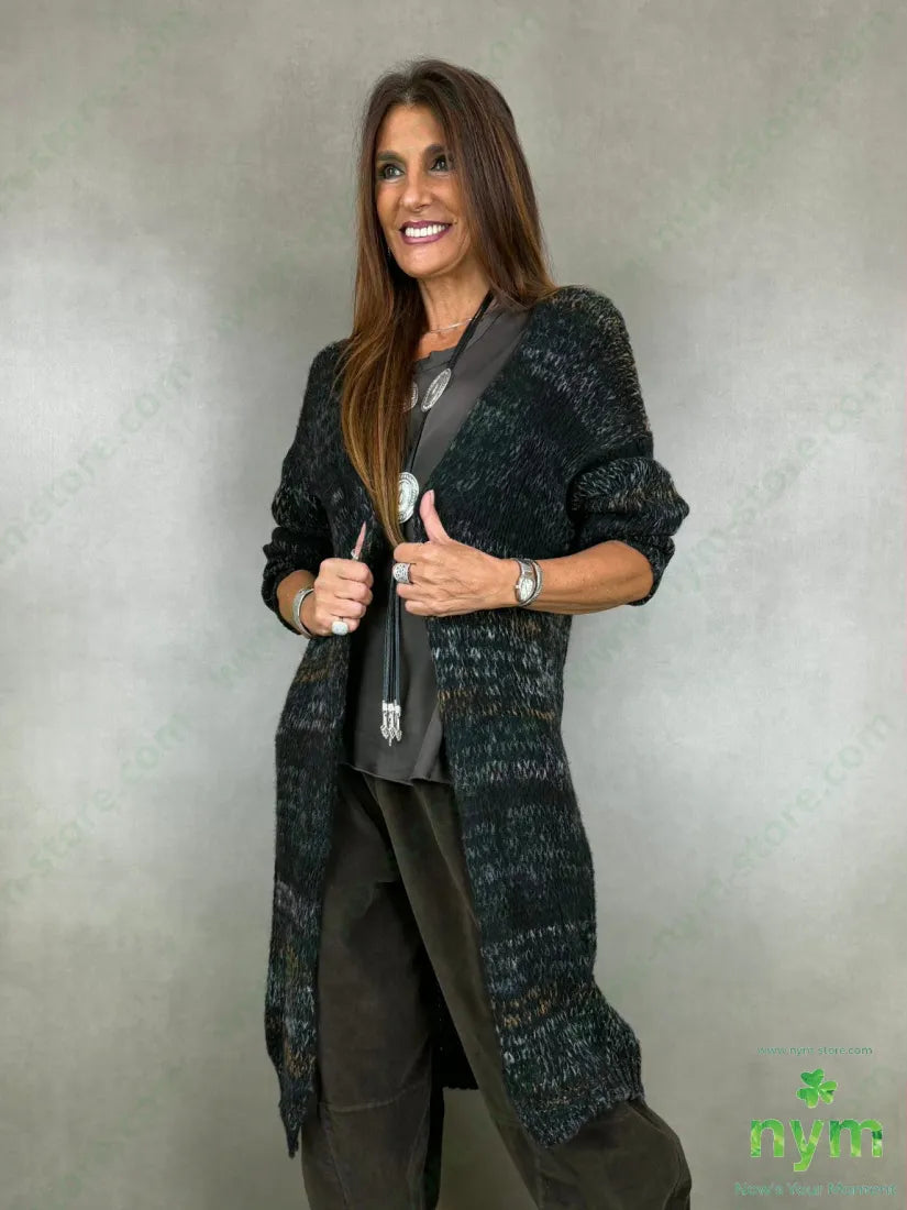 Cardigan lungo effetto tweed 57ac29pa7vi7wo - U / NERO / AI26 - CARDIGAN