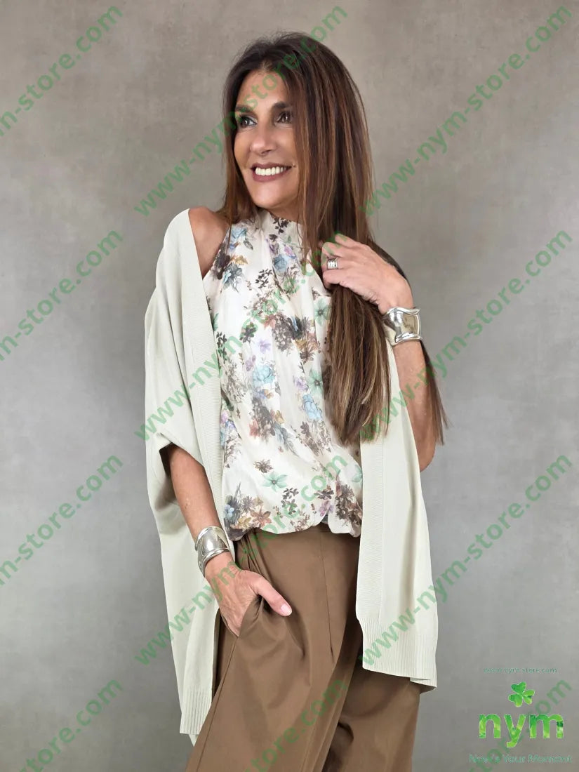cardigan manica corta misto viscosa 65vi35pa - U / SABBIA / PE26 - CARDIGAN
