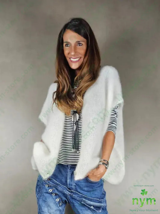 cardigan mohair senza maniche 80wm17pa3ea U / PANNA / AI25 CARDIGAN