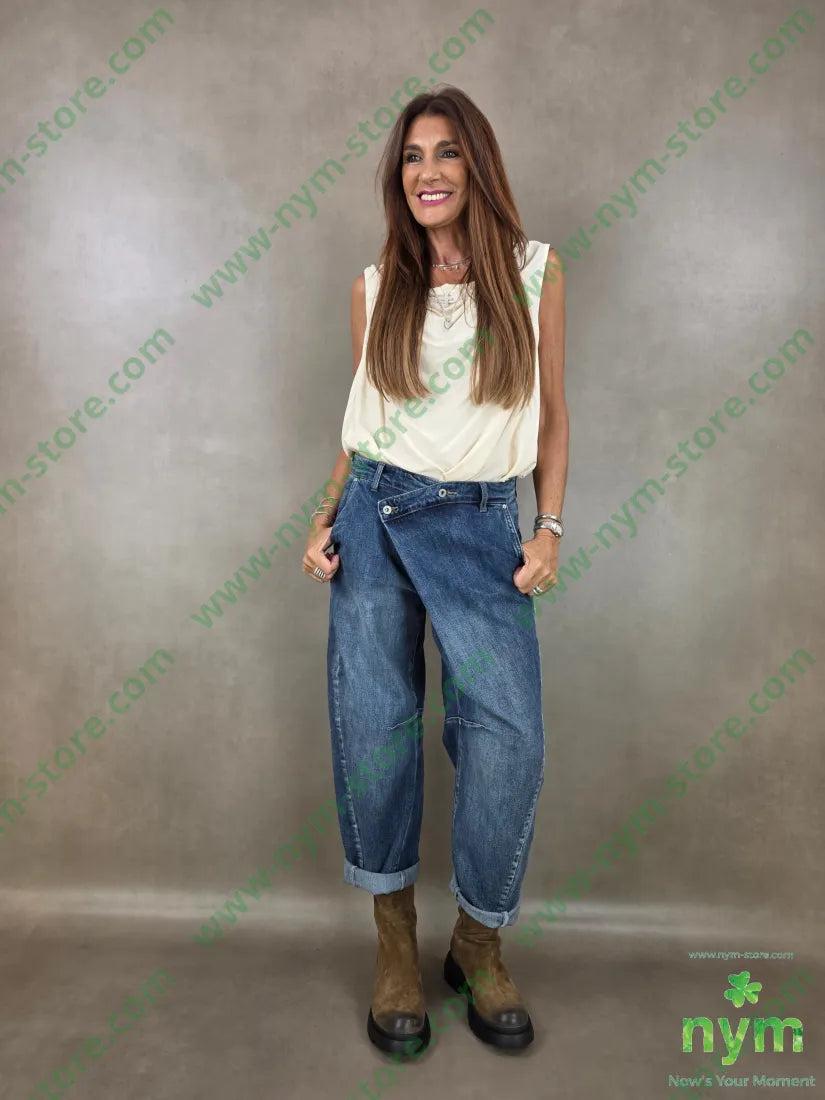 denim asimmetrico 75co24pl1ea - PANTALONE