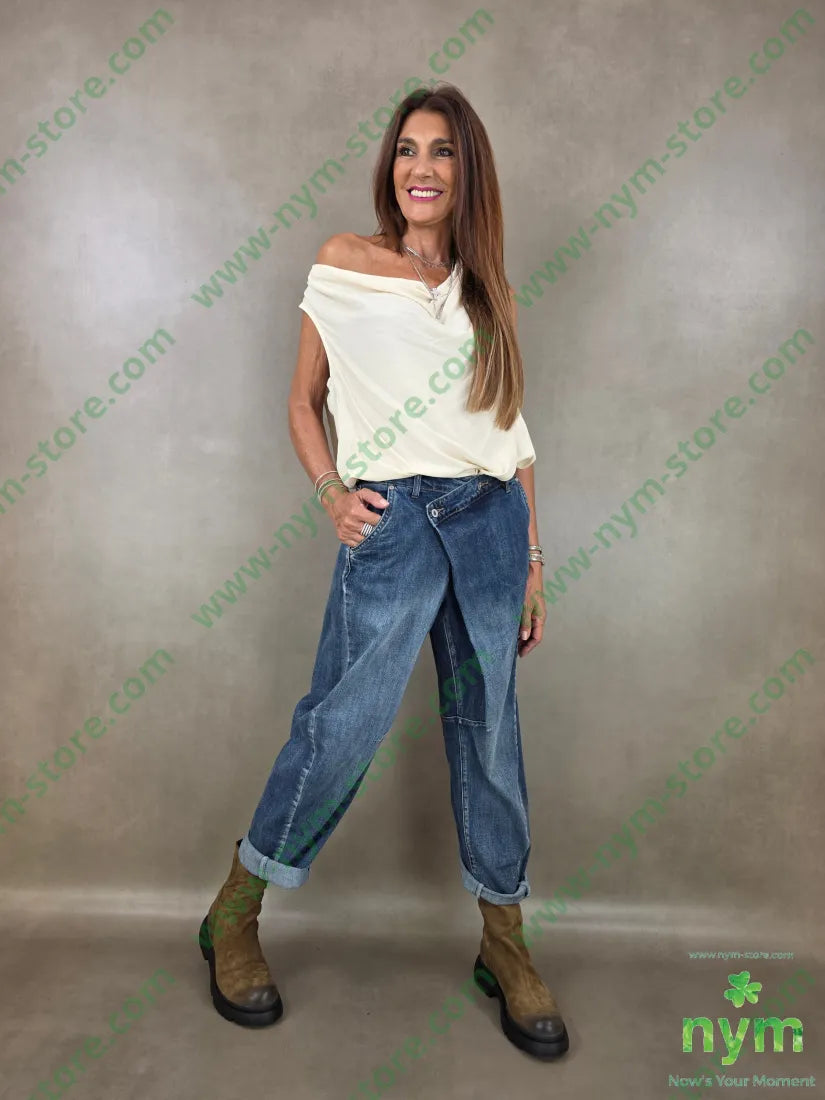 denim asimmetrico 75co24pl1ea - PANTALONE