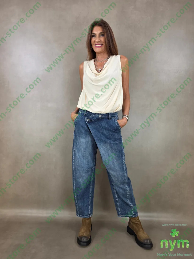 denim asimmetrico 75co24pl1ea - PANTALONE