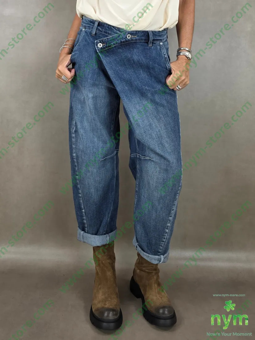denim asimmetrico 75co24pl1ea - S / DENIM / AI26 - PANTALONE